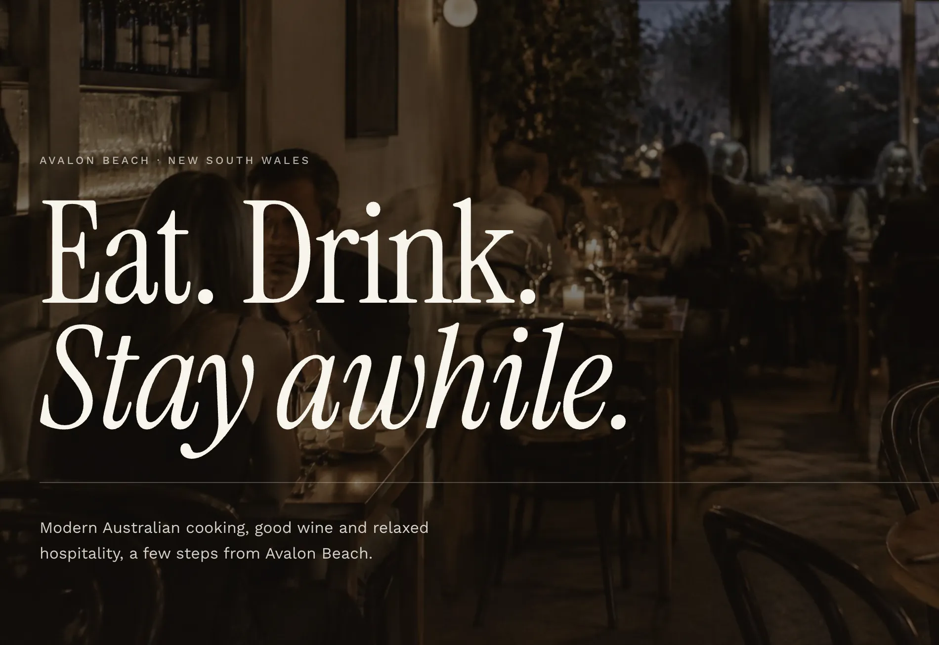 Website design concept for Salt House, a fictional restaurant and wine bar in Avalon Beach